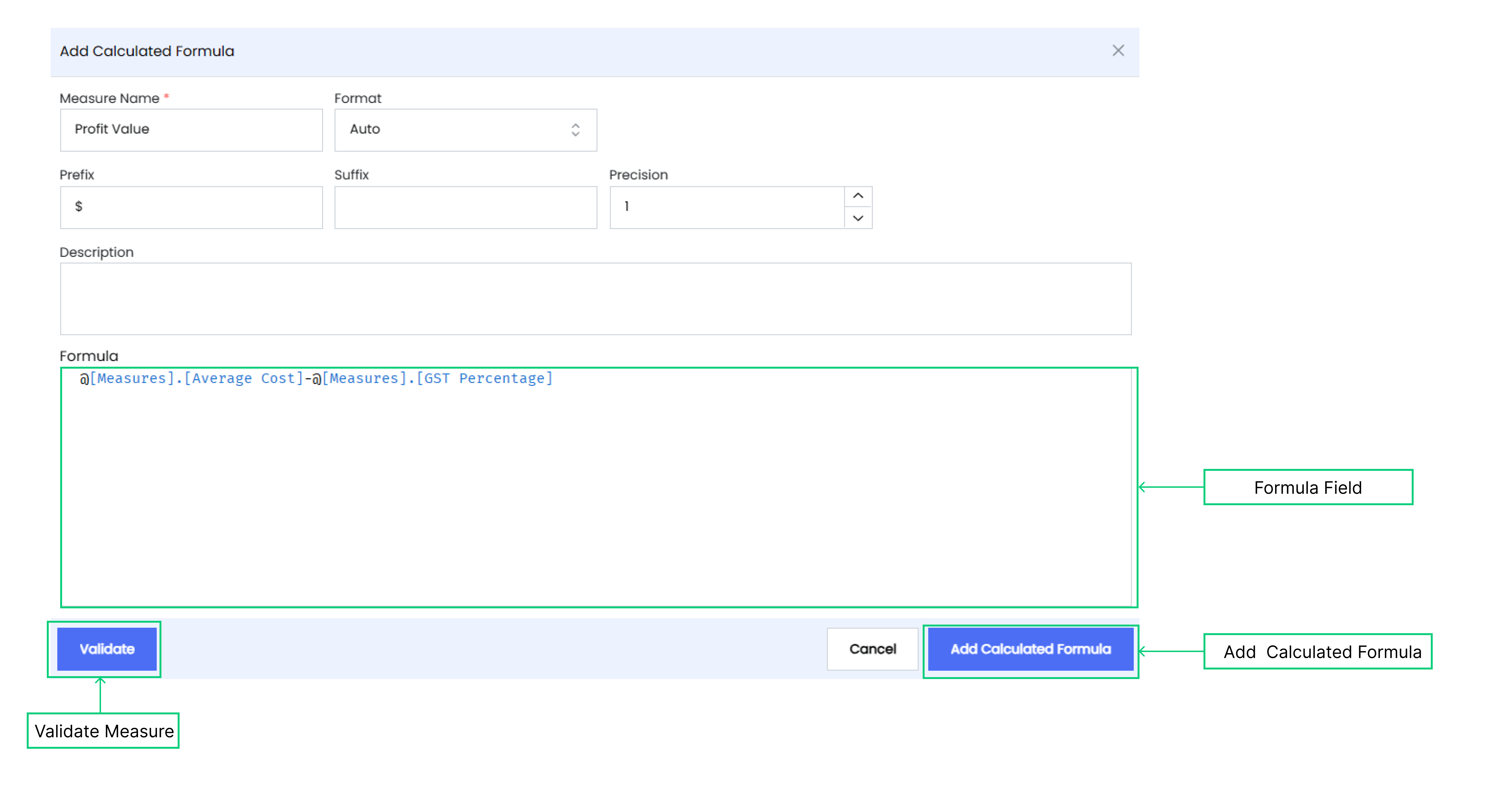 Add Calculated Formula