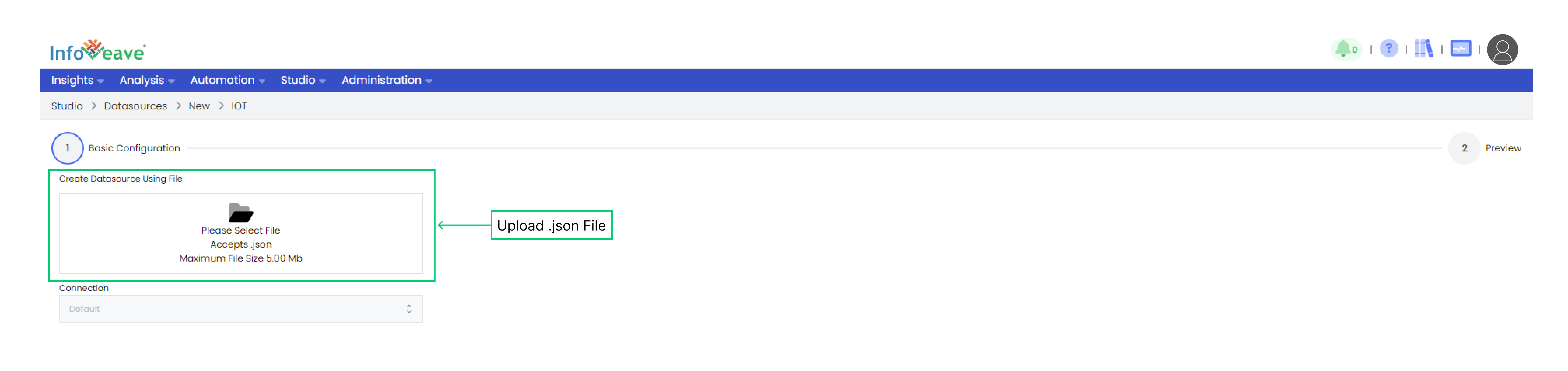 New IOT Datasource Configuration