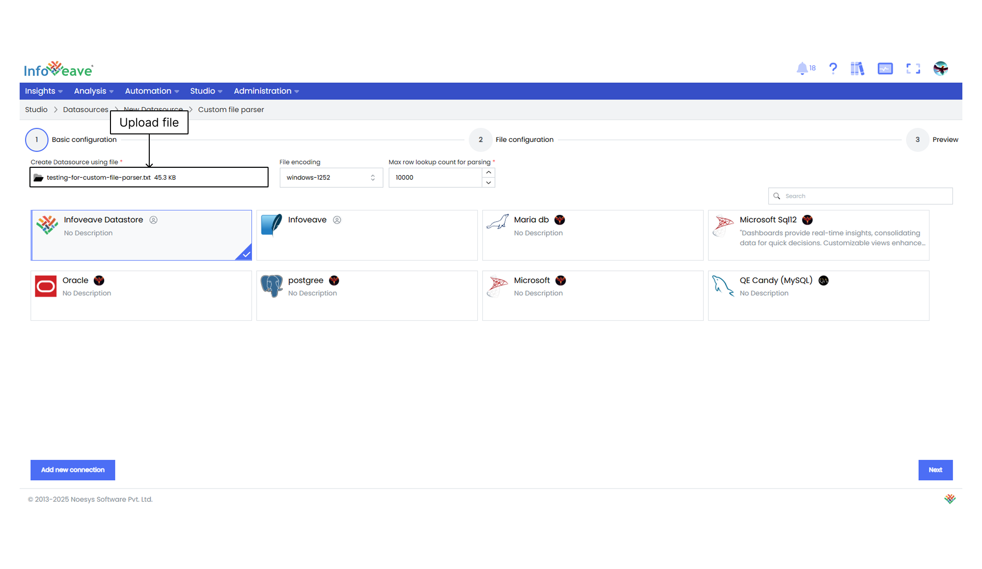 datasource creation